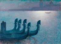 Levy Dhurmer Lucien Gondolas Venise Sous Un Clair De Line canvas print