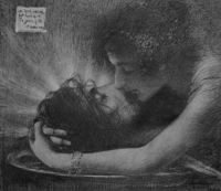 Levy Dhurmer Lucien Salome umarmt den abgetrennten Kopf von Johannes dem Täufer Ca. 1896