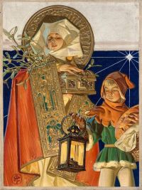 Leyendecker Joseph Christian medievale Buon Natale ca. 1926