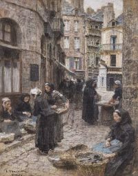 Lhermitte Leon Le Marche Aux Poissons St. Malo Ca. 1894 canvas print