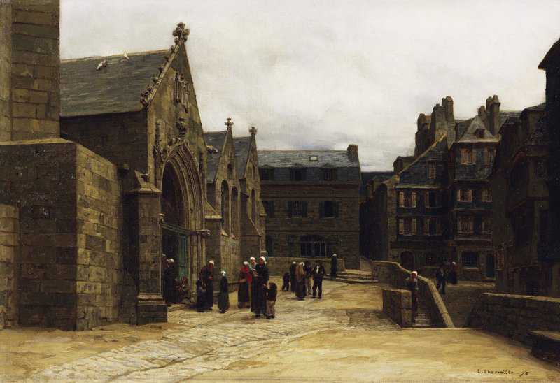Lhermitte Leon Nach Der Messe In Saint Melaine In Morlaix 1875 canvas print