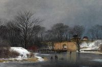 Libert Georg Emil At The Bridge Of The Citadel In Copenhagen. Winter canvas print