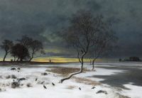 Libert Georg Emil Winter Landscape With Crows And A Mill canvas print