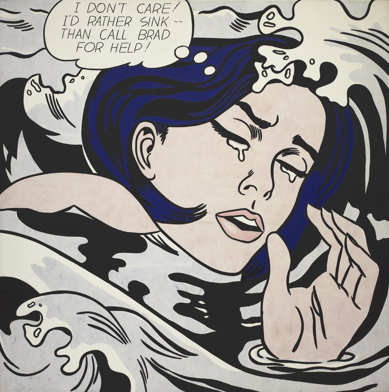 Tableaux sur toile, reproduction de Lichtenstein Drowning Girl