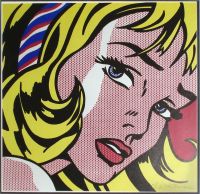 Lichtenstein-Mädchen mit Haarband-Leinwanddruck