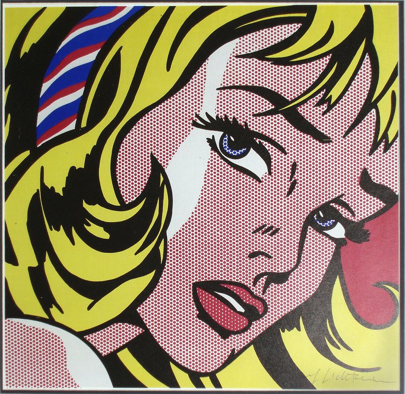 Tableaux sur toile, reproduction de Lichtenstein Girl With Hair Ribbon