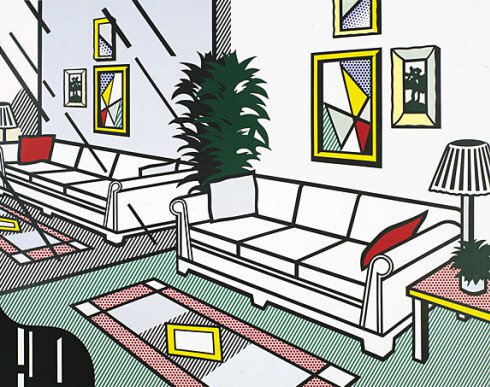 Tableaux sur toile, reproduction de Lichtenstein Interior With Mirrored Wall