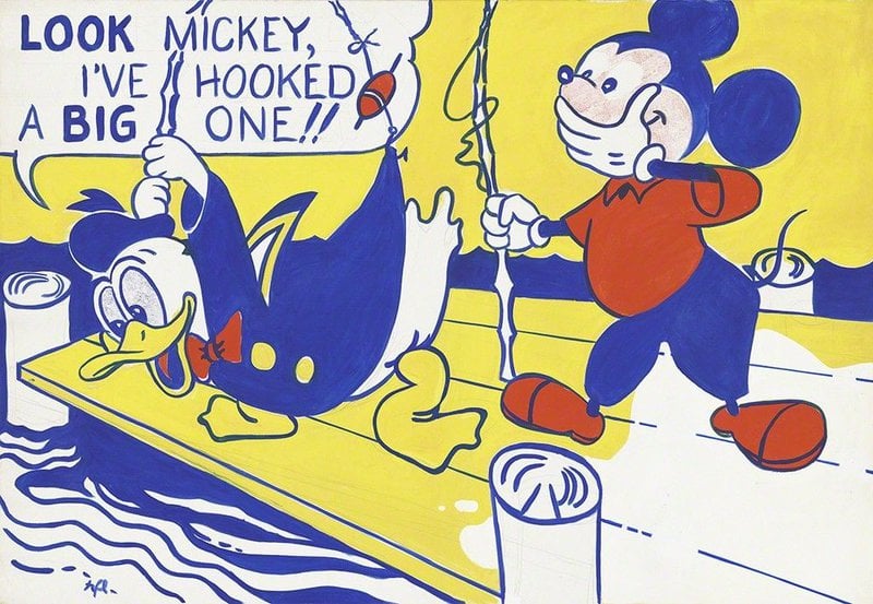 Tableaux sur toile, reproduction de Lichtenstein Look Mickey