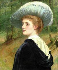 Lidderdale Charles Sillem Mädchen mit einem dunklen Umhang und einem grünen Hut
