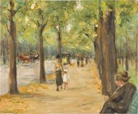 Liebermann-Max-Allee im Tiergarten mit Fußgängern und einer Kutsche