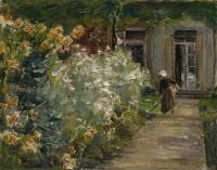 Liebermann Max Gardener vor den Blumengärten im Gardener's Cottage im Osten