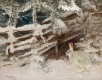 Liljefors Bruno Hare In Winterlandscape canvas print