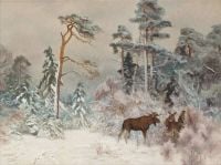 Liljefors Bruno Inter Landscape With Moose canvas print