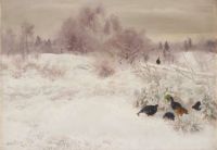 Liljefors Bruno Winter Landscape With Birds canvas print