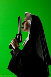 Lindsay Lohan - Gun-licking Nun In Machete canvas print