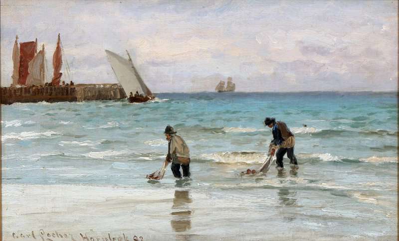Locher Carl Coastal Scene From Hornb K With Two Fishermen 1882 canvas print