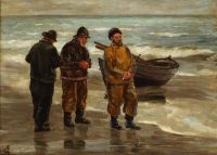 Locher Carl In Gods Name. Rising Storm. Fishermen About To Retrieve Their Fishing Nets At Sea canvas print