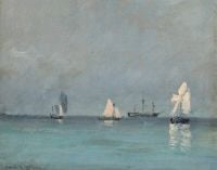 Locher Carl Marine With Sailing Ships In Calm Seas canvas print
