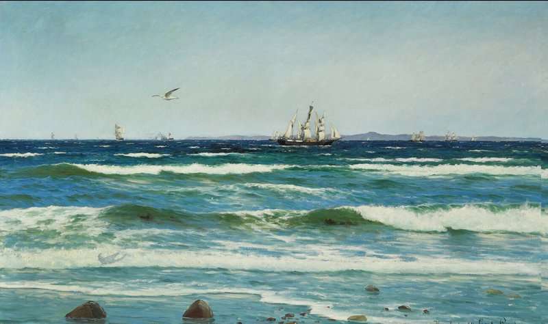 Locher Carl Seascape With Numerous Sailing Ships On Oresund 1885 canvas print