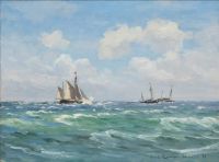 Locher Carl Ships At Sea Off Skagen 1895 canvas print