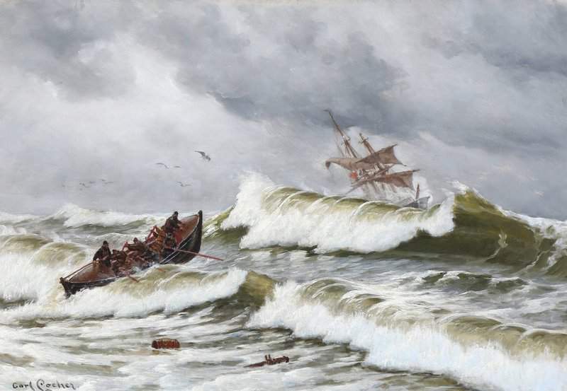 Locher Carl The Lifeboat Is Coming To The Rescue canvas print