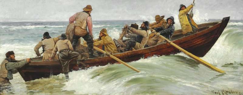 Locher Carl The Rescue Boat Goes Out. The Rescurers Are Boarding The Last One Is Still In The Water canvas print
