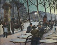 Louis Abel-truchet. Rue Parisienne. Huile Sur Panneau. 1894 canvas print