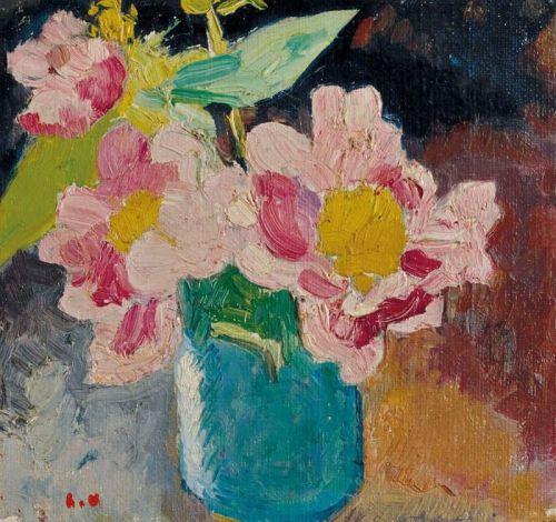 Louis Valtat Fleurs Roses Aux C Urs Jaunes Vase Bleu canvas print