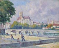 Luce Maximilien Les Quais Et La Cathedrale Auxerre canvas print