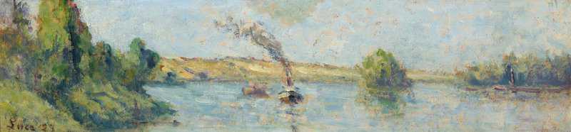 Luce Maximilien Un Remorqueur Sur La Seine Pres De Rolleboise 1929 canvas print