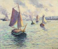Luce Maximilien Voiliers Dans Le Port de Rotterdam 1908