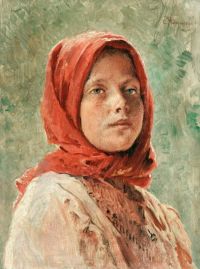 لوكش ماكوفسكايا إيلينا لوحة قماشية لفتاة فلاحية