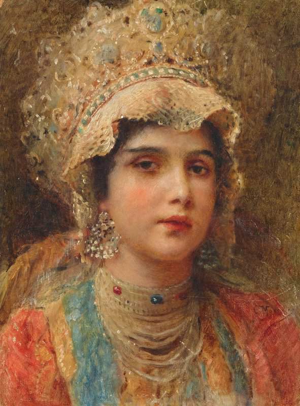 Luksh Makovskaya Elena A Young Beauty In Traditional Russian Costume canvas print