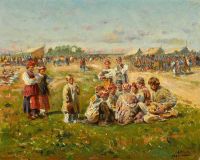 Luksh Makovskaya Elena Musicians At A Country Fair 1882 canvas print