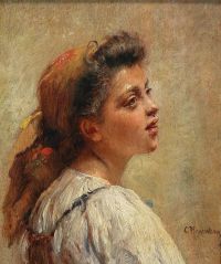 Luksh Makovskaya Elena Portrait Of A Young Girl With A Colourful Shawl