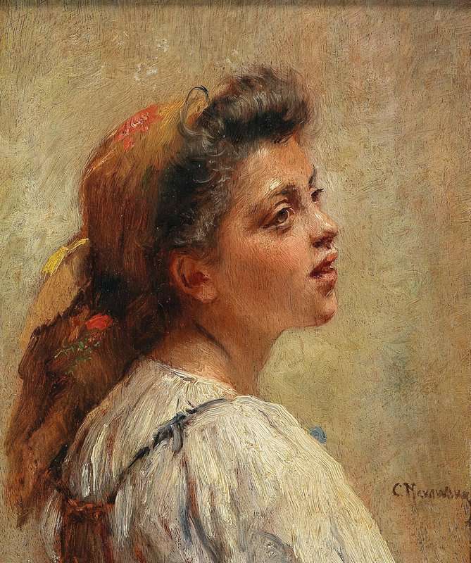 Luksh Makovskaya Elena Portrait Of A Young Girl With A Colourful Shawl canvas print