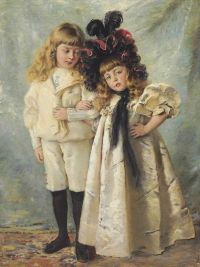 لوكش ماكوفسكايا إيلينا بورتريه للأطفال الفنانة إس. كونستانتين وأولجا كاليفورنيا. 1902 قماش مطبوع