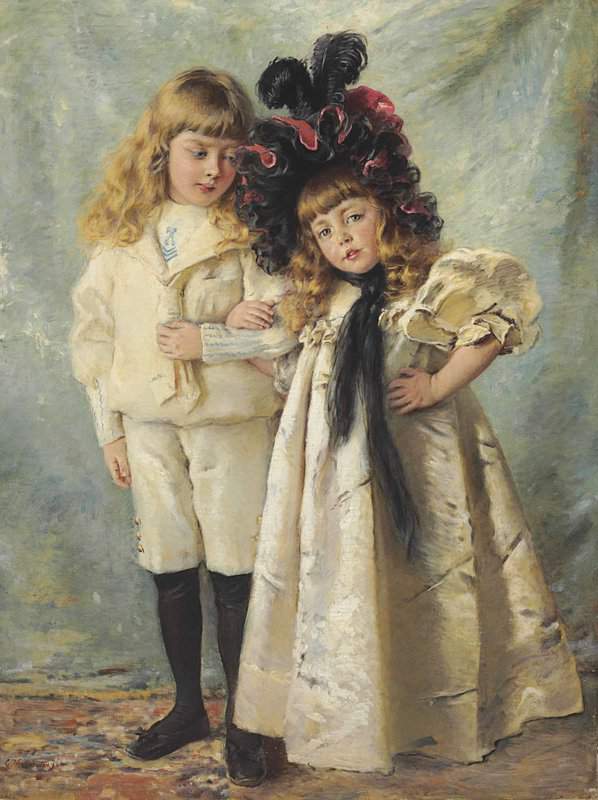 Luksh Makovskaya Elena Portrait Of The Artist S Children. Konstantin And Olga Ca. 1902 canvas print