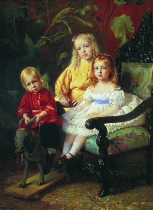 Luksh Makovskaya Elena Portrait Of The Children Stasovy canvas print