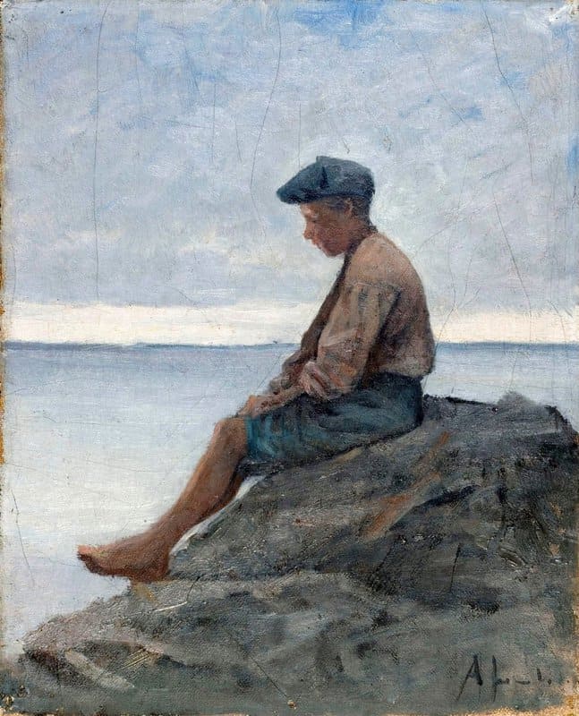 Lundahl Amelie Helga Boy Seated On The Beach canvas print