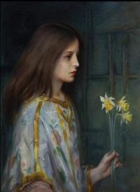 Lyall Laura Muntz فتاة صغيرة تحمل أزهار النرجس البري
