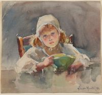 Lyall Laura Muntz Child With Green Bowl 1894 canvas print