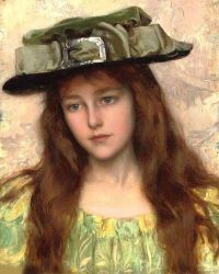 Lynch Albert A Young Beauty In A Green Hat canvas print