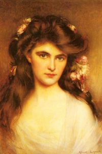 لينش ألبرت جمال شابة مع الزهور في شعرها مطبوعة على قماش الكانفاس