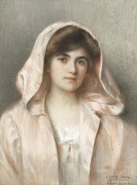 Lynch Albert Porträt einer jungen Dame in einem rosa Umhang