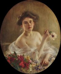 Lynch Albert Young Girl With Flowers