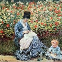 Madame Monet en kind door Monet