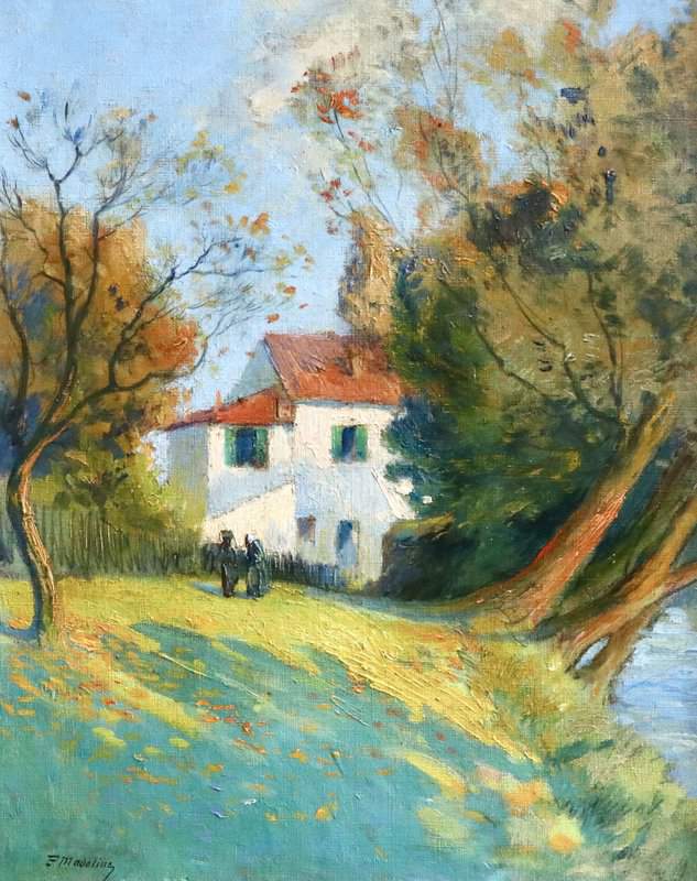 Madeline Paul Cottage By River 1910 canvas print