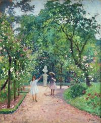 Madeline Paul Playing In The Park Ca. 1910 canvas print