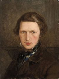Madox Brown Ford Self Portrait Bust Length In A Brown Coat Ca. 1845